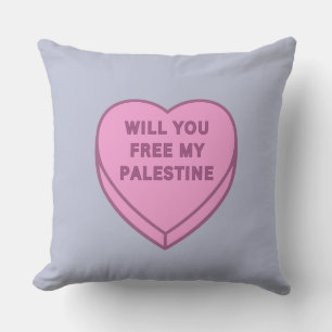 Will you free my Palestine? Cute Candy Heart sweet Throw Pillow