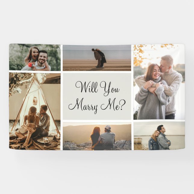 Will You Marry Me | 6 Photo Collage Proposal Banner (Horizontal)