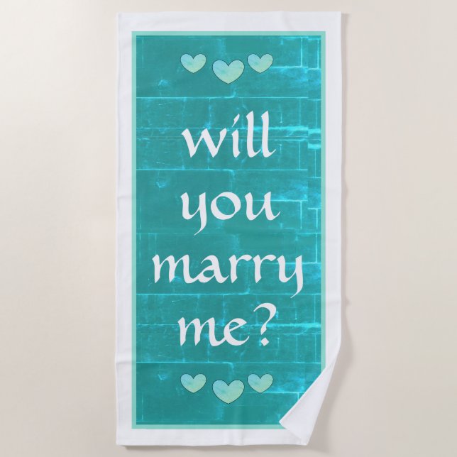 will you marry me beach towel by dalDesignNZ (Front)