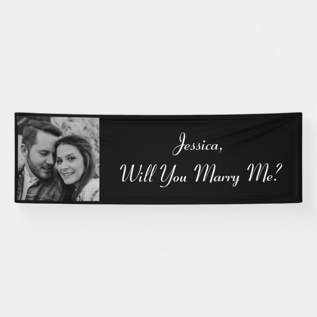 Will You Marry Me | Black And White Photo Proposal Banner (Horizontal)