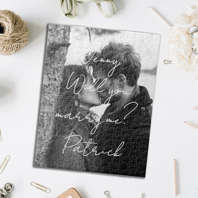 Will You Marry Me Black and White Vertical Puzzle (Creator Uploaded)