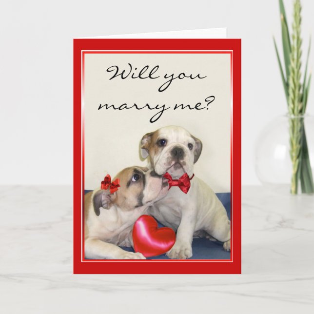 Will You Marry Me Bulldogs greeting card (Front)