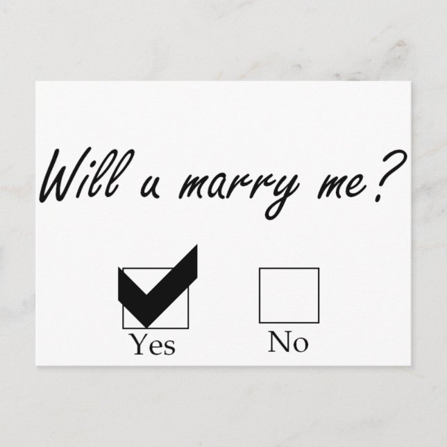 Will you marry me? Check Box Postcard (Front)