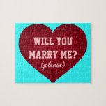 Will You Marry Me? Crimson Heart Jigsaw Puzzle<br><div class="desc">Are you looking for a fun and special way to pop the question? Look no further! Surprise your sweetheart with this unique proposal puzzle featuring a crimson heart overlaid by the question "Will you marry me?" in a block style font. Personalize with your girlfriend or boyfriend's name. Choose the font...</div>