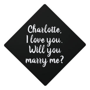 Will You Marry Me custom script marriage proposal Graduation Cap Topper