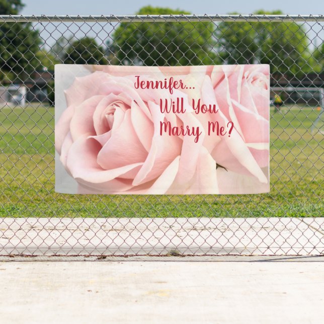 Will You Marry Me? DIY Dp Red Name Pale Pink Roses Banner (Insitu)