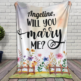 Will You Marry Me? Fence Flowers Marriage Proposal Fleece Blanket