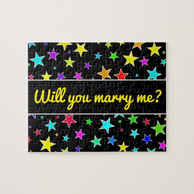"Will you marry me?" + Fun, Colourful Stars Patter Jigsaw Puzzle (Horizontal)