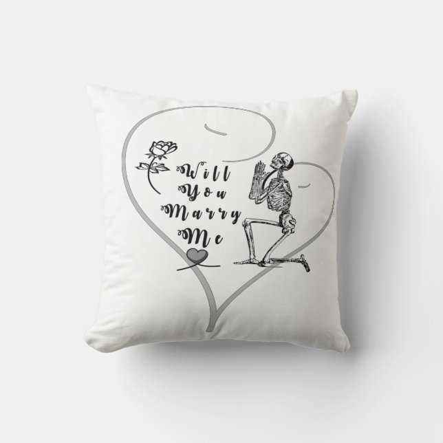 will  You Marry Me,  Funny Skeleton, Wedding Event Throw Pillow (Front)