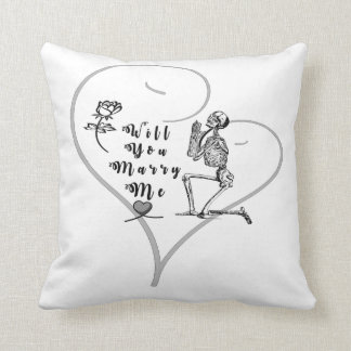 will You Marry Me, Funny Skeleton, Wedding Event Throw Pillow
