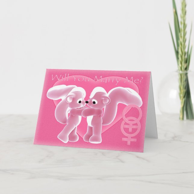 Will You Marry Me? Gay, Lesbian card, cute card (Front)