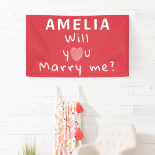 Will you marry me Heart Red Romantic Proposal Banner