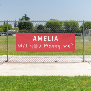 Will you marry me Heart Red Romantic Proposal Banner