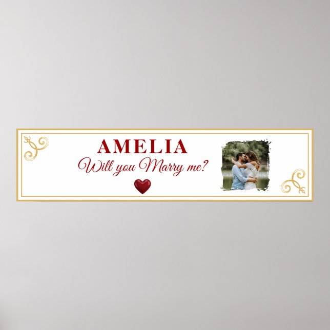 Will you marry me Heart Romantic Proposal Photo Poster (Front)