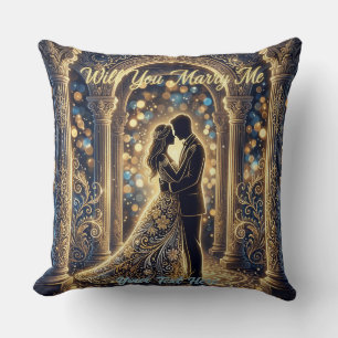Will You Marry Me in an embrace Throw Pillow