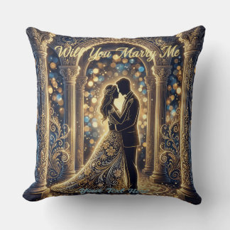 Will You Marry Me in an embrace Throw Pillow