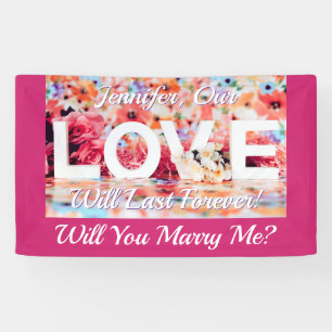Will You Marry Me? Love Photo Name Message Fuchsia Banner