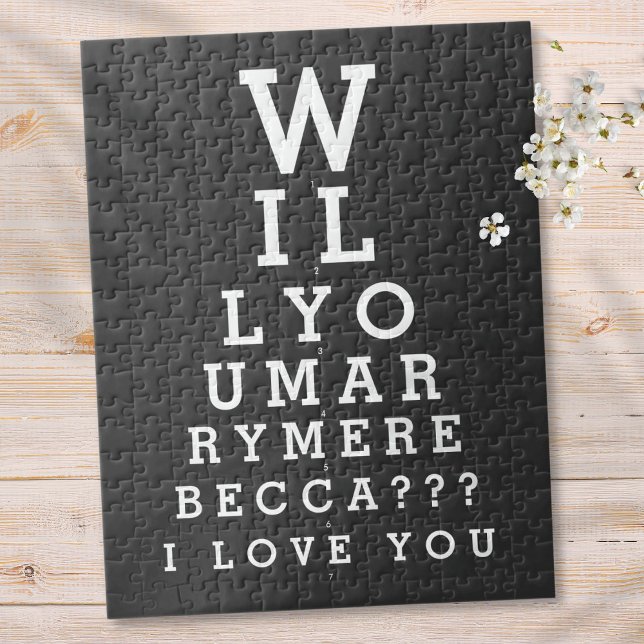 Will You Marry Me Marriage Custom Optician Chart Jigsaw Puzzle (Will You Marry Me Marriage Custom Optician Chart Jigsaw Puzzle)