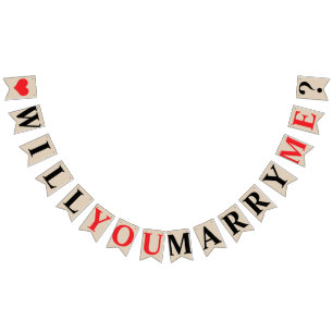 WILL YOU MARRY ME? MARRIAGE PROPOSAL - Khaki Colou Bunting Flags