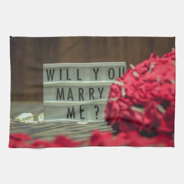 Will You Marry Me? Marriage Proposal Kitchen Towel (Horizontal)