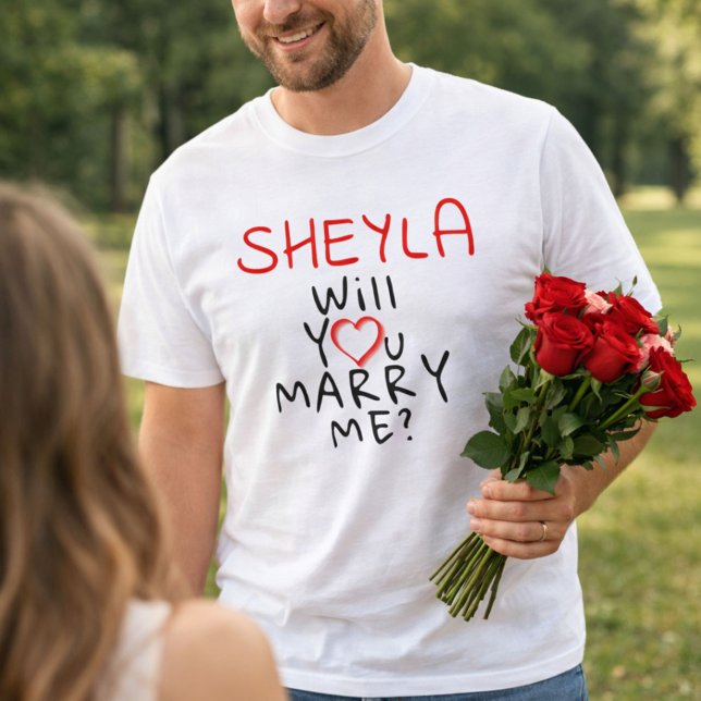 Will you marry me Name Romantic Heart Red T-Shirt (Creator Uploaded)