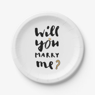 Will you marry me paper plate