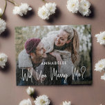 Will You Marry Me Photo Jigsaw Puzzle<br><div class="desc">Ask her to marry you with a custom photo puzzles. Design features single photo,  typography script ''Will You Marry Me? in trendy lettering. Personalize with a name.</div>