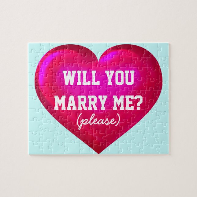 Will you marry me? pink glass heart jigsaw puzzle (Horizontal)