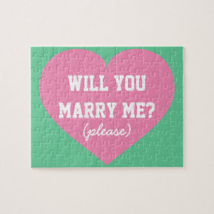 Will you Marry Me? Pink Heart Jigsaw Puzzle