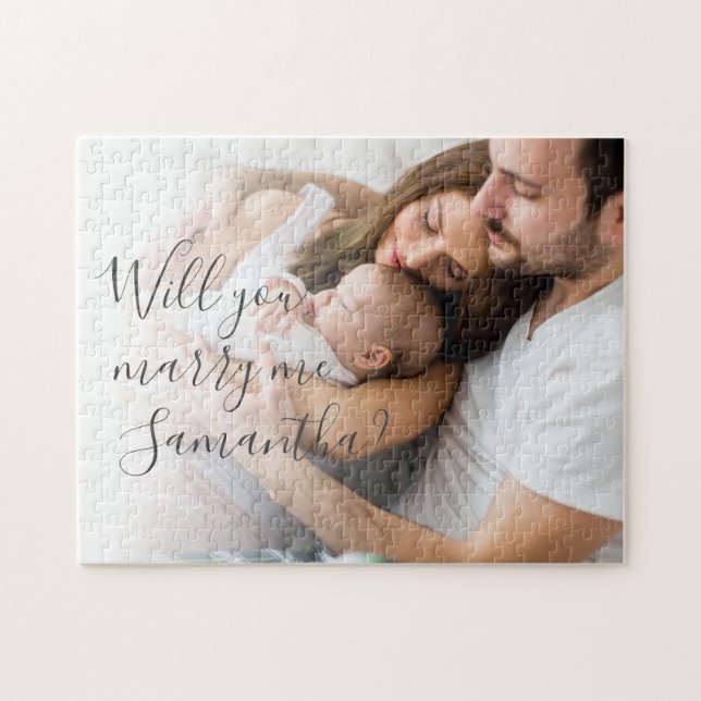 Will You Marry Me Proposal Family Photo Jigsaw Puzzle (Horizontal)