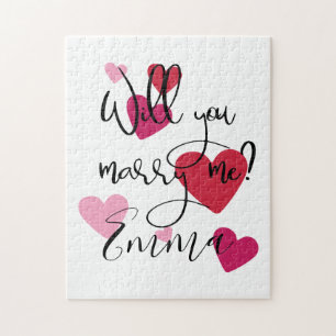 Will You Marry Me Proposal Personalize Hearts Jigsaw Puzzle