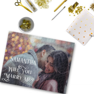 Will You Marry Me Proposal Personalize Photo Jigsaw Puzzle