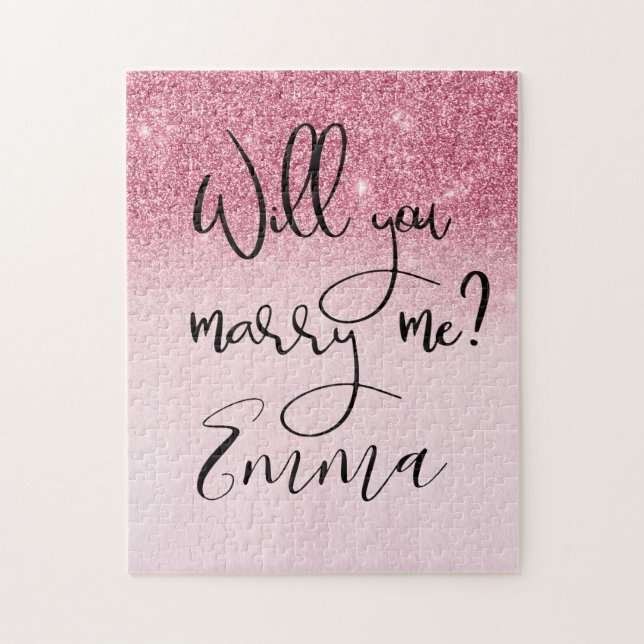 Will You Marry Me Proposal Personalize Pink Jigsaw Puzzle (Vertical)