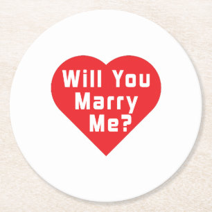 Will You Marry Me? Proposal Round Paper Coaster