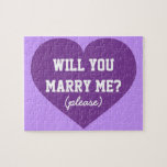 Will you marry me? purple heart jigsaw puzzle<br><div class="desc">Will you marry me? purple heart jigsaw puzzle. Surprise your sweetheart this Valentine's day (or any day!) with a unique proposal in the form of a jigsaw puzzle. Personalize with your girlfriend or boyfriend's name and customize the font style,  size,  and color.</div>