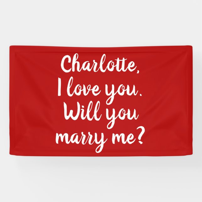 Will You Marry Me, red custom marriage proposal Banner (Horizontal)