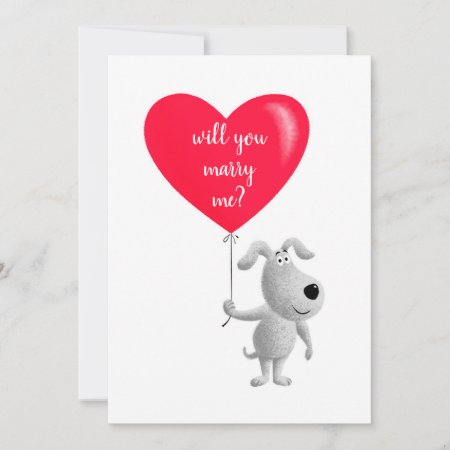 Will You Marry Me Red Heart Dog Puppy Proposal 