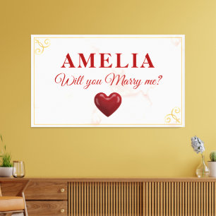 Will you marry me Red Heart Romantic Proposal Canvas Print