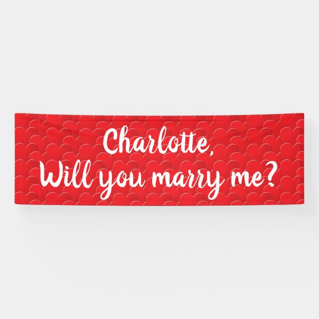 Will You Marry Me red hearts custom proposal Banner (Horizontal)