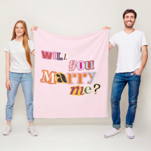 'Will You Marry Me?' Romantic Proposal Nostalgic Fleece Blanket