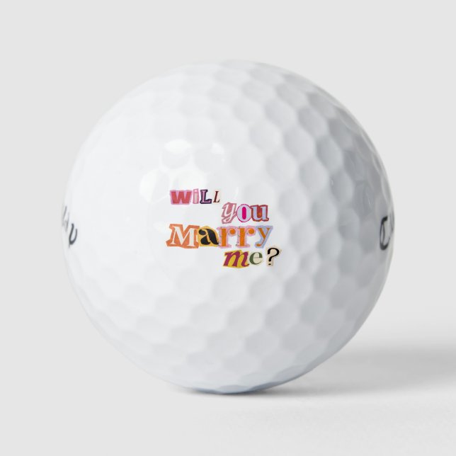 'Will You Marry Me?' Romantic Proposal Nostalgic  Golf Balls (Front)