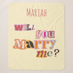 'Will You Marry Me?' Romantic Proposal Nostalgic  Sherpa Blanket