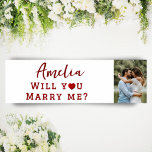 Will you marry me Romantic Proposal Photo Poster<br><div class="desc">Will you marry me Romantic Proposal Photo Poster. Will you marry me in modern red typography with a beautiful red heart on a white background. Add your name and a photo.</div>