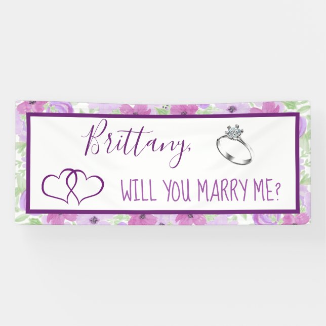 Will you Marry Me Romantic Proposal Sign (Horizontal)