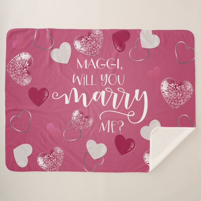 Will You Marry Me Script & Custom Sherpa Blanket (Front (Horizontal))