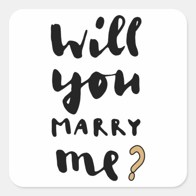 Will you marry me square sticker (Front)