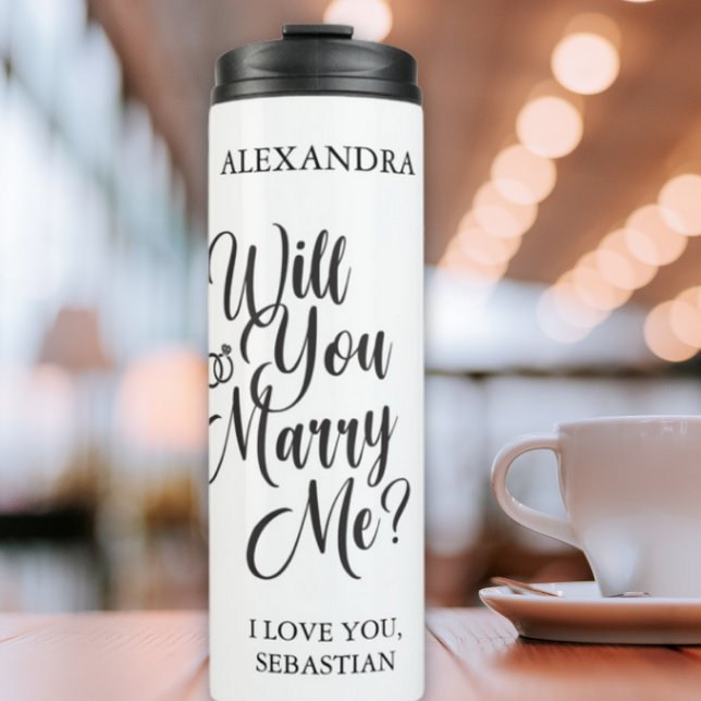 “Will You Marry Me?” Thermal Tumbler – Elegant Pro (Will You Marry Me? Personalized Wedding Proposal Thermal Tumbler)