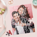 Will You Marry Me Trendy Script & Custom Photo Jigsaw Puzzle<br><div class="desc">Pop the question, with our fun and trendy, will you marry me? custom photo jigsaw puzzle. Our design features a full photo design to display your own special photo. "Will you marry me?" is designed in a trendy white typographic design displayed over the photo. Customized with the recipient's name for...</div>