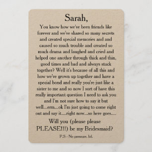 Will you please be my bridesmaid? Custom text card