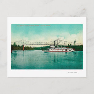 Willamette River and Steel Bridge in Albany Postcard